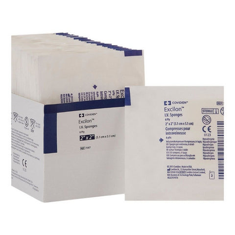 Cardinal, I.V. / Drain Split Dressing Excilon Gauze 2 X 2 Inch Square Sterile, Box Of 35
