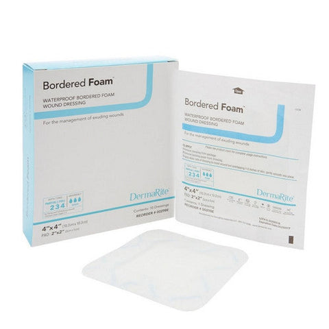 DermaRite, Foam Dressing BorderedFoam  4 X 4 Inch Square Adhesive with Border Sterile, Count of 1 DermaRite