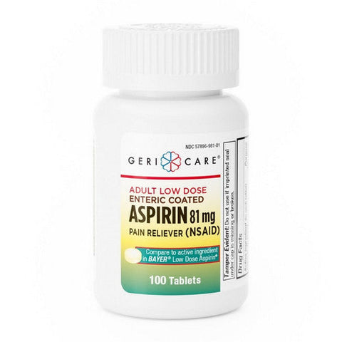 McKesson, Pain Relief McKesson Brand 81 mg Strength Aspirin Tablet 100 per Bottle, 100 Count McKesson