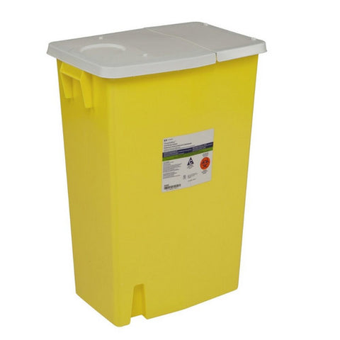 Cardinal, Chemotherapy Sharps Container SharpSafety 1-Piece 26 H X 18-1/4 W X 12-3/4 D Inch 18 Gallon Yellow H, Count of 5