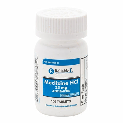 Reliable1, Meclizine HCL, 25 mg, 100 Tabs