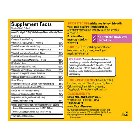 Nature Made, Prenatal Multi with DHA, 60 Tabs