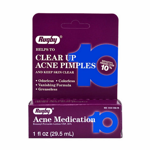 Rugby, Acne Medication Benzoyl Peroxide Lotion 10%, 1 Oz