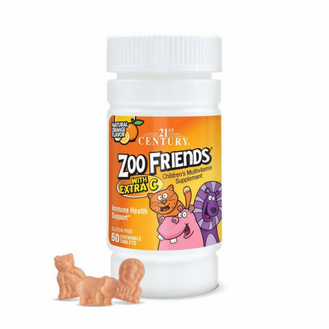 21st Century, Zoo Friends With Extra C Orange, 60 Chewable Tabs