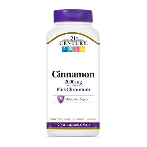 21st Century, Cinnamon Plus Chromium, 2000 mg, 120 Veg Caps