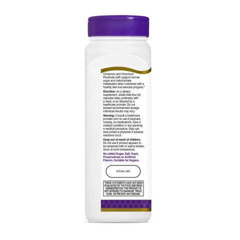 21st Century, Cinnamon Plus Chromium, 2000 mg, 120 Veg Caps