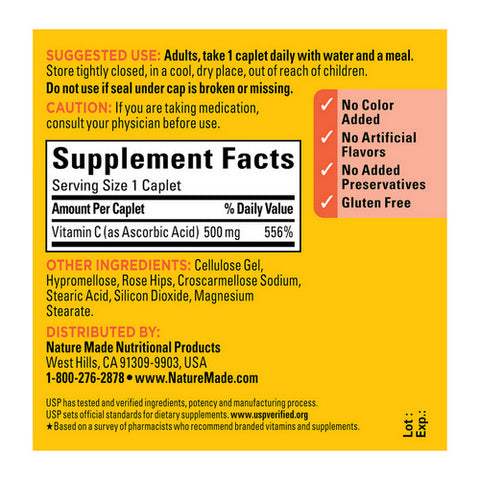 Nature Made, Vitamin C with Rose Hips, 500mg, 130 Tabs