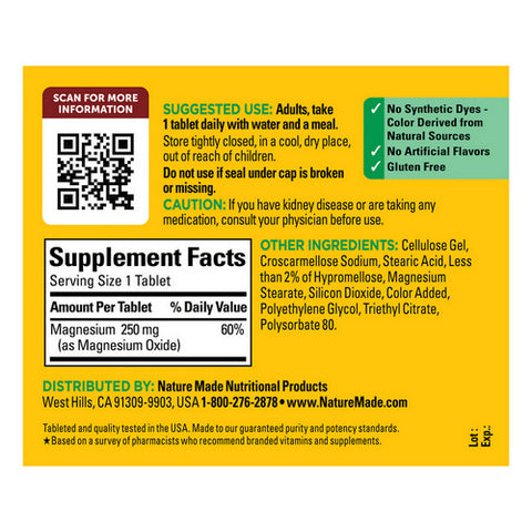 Nature Made, Magnesium, 250 mg, 200 Tabs