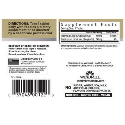 Windmill Health, Vitamin B-6, 50 Mg, 100 Tabs Windmill Health