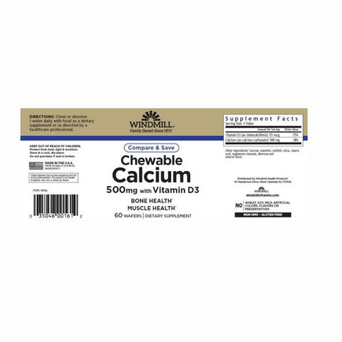 Windmill Health, Calcium, 500mg, 60 Tabs