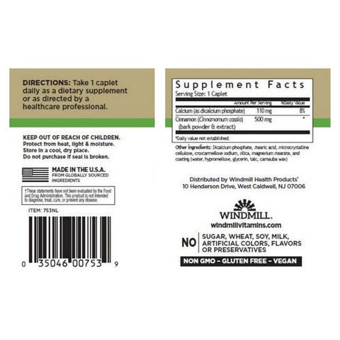 Windmill Health, Cinnamon, 500 mg, 60 Count Windmill Health