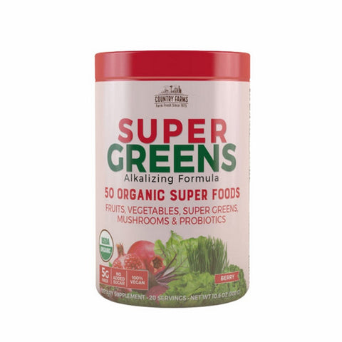 Country Farms, Super Green Drink Mix Berry, 10.6 Oz