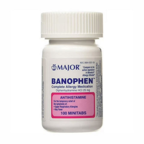 Major Pharmaceuticals, Banophen, 25mg, 100 Each