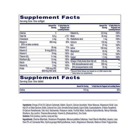 One A Day, Prenatal Advanced Complete Multivitamin Softgels And Tablets, 60 Count One A Day