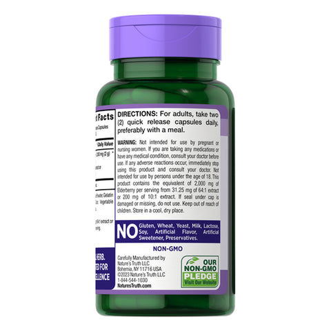 Nature's Truth, Sambucus Black Elderberry Quick Release, 2000 mg, 100 Caps