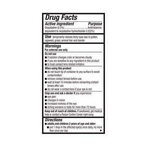 Pataday, Olopatadine Hydrochloride Ophthalmic 0.2% Eye Allergy Itch Relief Solution Once Daily Original, 2.5 ml