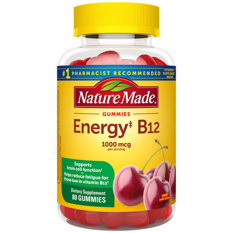 Nature Made, Energy Vitamin B12 Gummies Cherry And Mixed Berry, 80 Tabs Nature Made