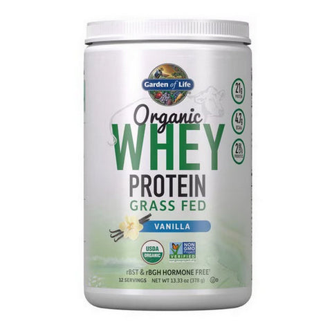 Garden of Life, Organic Whey Protein Grass fed Powder, Vanilla, 13.33 Oz