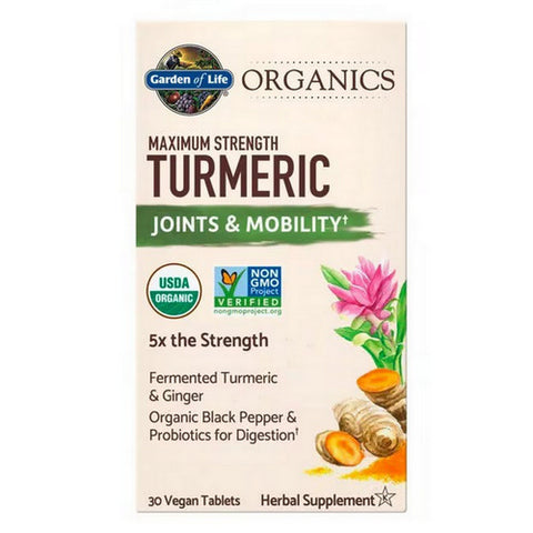 Garden of Life, Organics Maximum Strength Turmeric Joints & Mobility, 30 Vegan Tabs