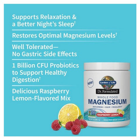 Garden of Life, Dr. Formulated Magnesium Powder, Raspberry Lemon, 7 Oz