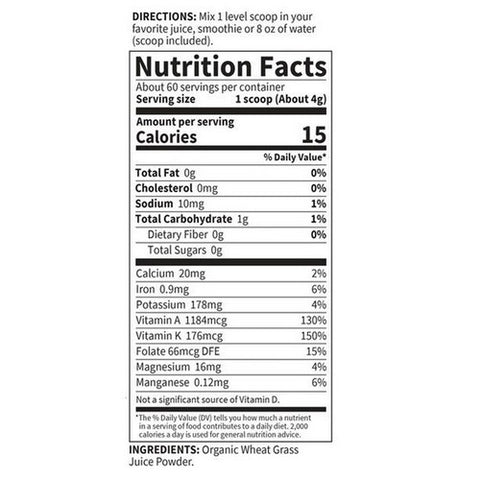 Garden of Life, Raw Organic Perfect Food Wheat Grass Juice Powder, 8.46 Oz