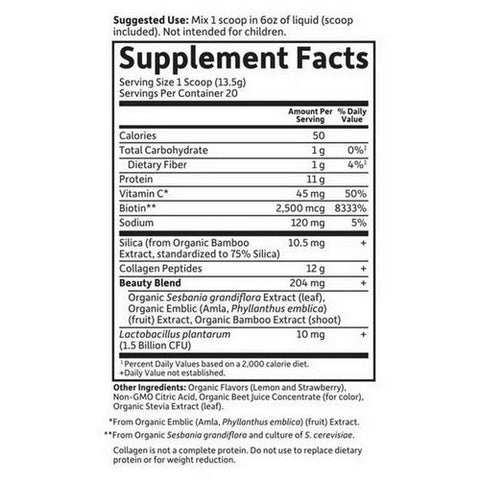 Garden of Life, Grass Fed Collagen Beauty Strawberry Lemonade Powder, 9.52 Oz Garden of Life