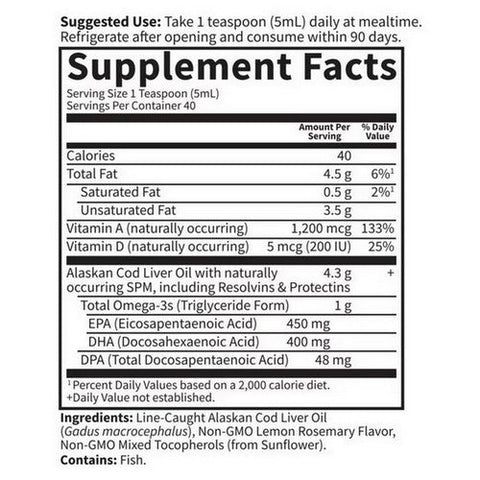 Garden of Life, Dr. Formulated Alaskan Cod Liver Oil Lemon, 6.76 Oz Garden of Life
