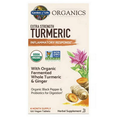 Garden of Life, Organics Extra Strength Turmeric Inflammatory Response, 120 Vegan Tabs