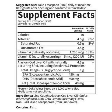 Garden of Life, Dr. Formulated Alaskan Cod Liver Oil, Lemon, 400 ml Garden of Life
