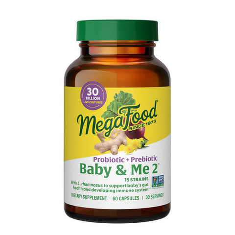MegaFood, Baby & Me 2 Prenatal Probiotic Plus Prebiotic, 60 Caps