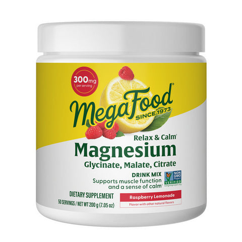 MegaFood, Relax + Calm Magnesium Powder, Raspberry Lemonade Flavor, 7.05 Oz