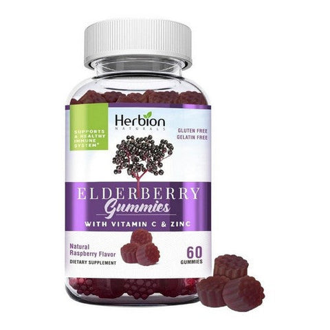 Herbion Naturals, Elderberry Gummies With Vitamin C And Zinc Raspberry, 60 Count Herbion Naturals