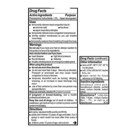 B.F. Ascher and Company, Neo Spnephrine Nasal Relief Spray, 15 ml B.F. Ascher and Company