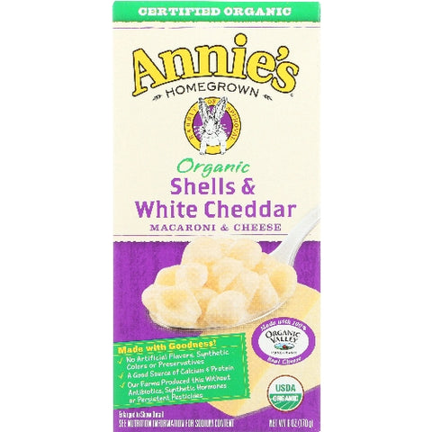 Annie's Homegrown, Mac & Chs Shell & Wht Chd, Case of 12 X 6 Oz