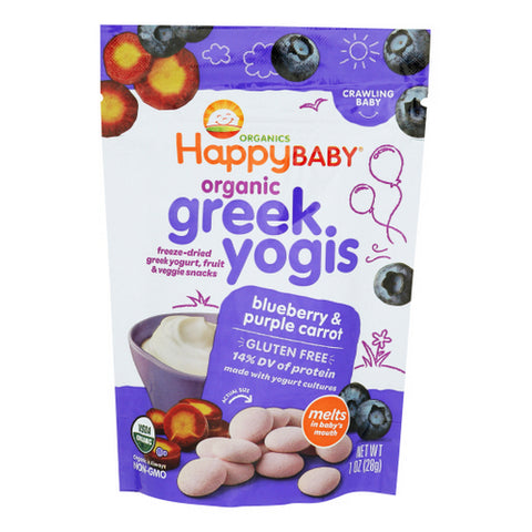 Happy Baby Food, Organic Greek Yogurt Blueberry And Purple Carrot, 1 Oz(Case Of 8)