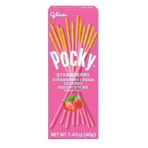 Glico, Pocky Strawberry Cookie Sticks, 1.41 Oz(Case Of 20)