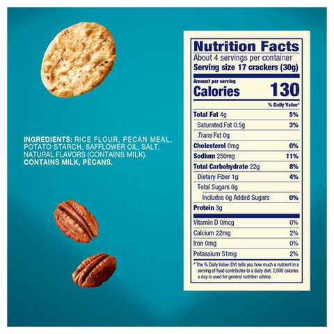Blue Diamond, Pecan Nut-Thins Rice Cracker Snacks with Pecans, 4.25 Oz(Case Of 12)