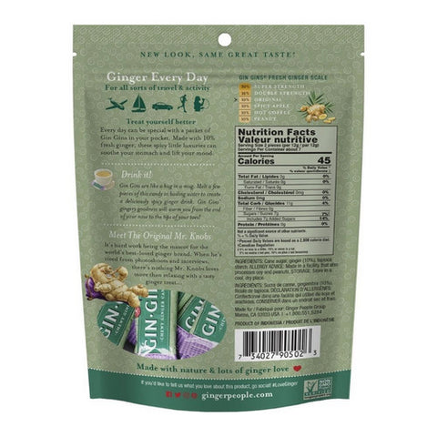 Ginger People, Gin Gins Chewy Ginger Candy Original, 3 Oz(Case Of 12)