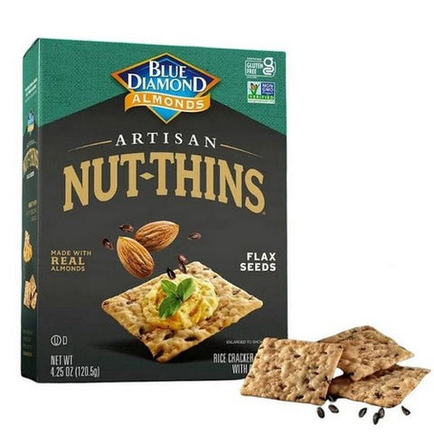 Blue Diamond, Almond Artisan Nut Thins Cracker Crisps Flax Seeds, Case of 12 X 4.25 Oz