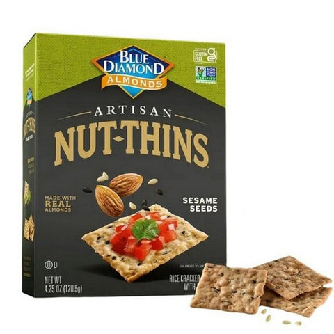 Blue Diamond, Artisan Almond Nut Thins, Sesame Seed, Case of 12 X 4.25 Oz