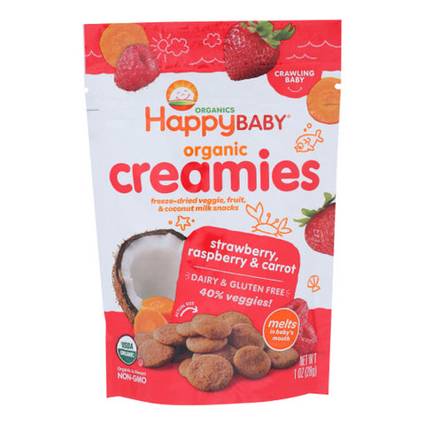 Happy Baby Food, Organic Creamies Strawberry Raspberry And Carrot, 1 Oz(Case Of 8)