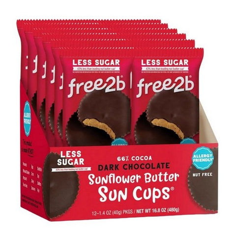 Free2B Foods, Sun Cups Dark Chocolate  Cup, 1.4 Oz(Case Of 12)
