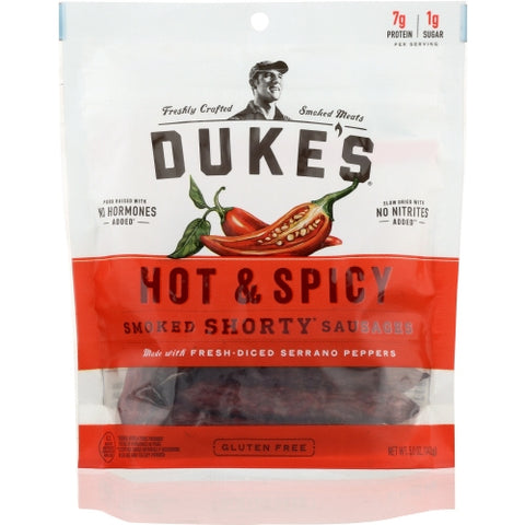 Dukes, Sausage Smkd Shrty Hot S, 5 Oz(Case Of 8)