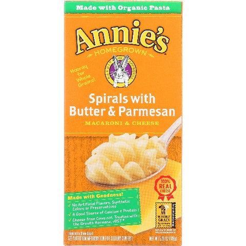 Annie's Homegrown, Spirals With Butter And Parmesan Macaroni And Cheese, 6 Oz(Case Of 12)