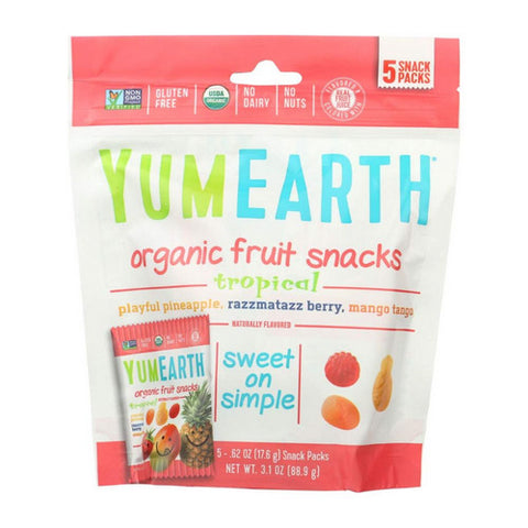 YumEarth, Organic Fruit Snacks Tropical, 3.1 Oz(Case Of 12)