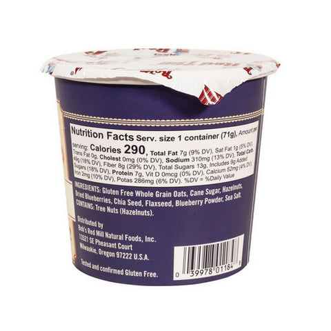 Bobs Red Mill, Oatmeal Cup Hazlenut Blueberry, 2.5 Oz(Case Of 12)