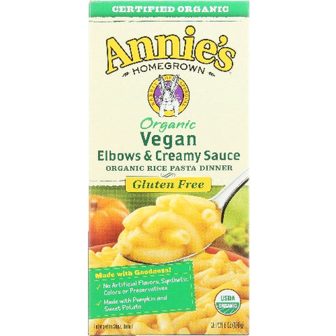 Annie's Homegrown, Organic Vegan Elbows And Creamy Pasta Sauce, 6 Oz(Case Of 12)