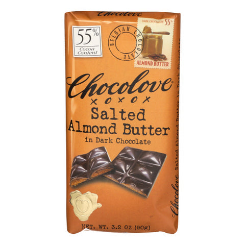 Chocolove, Salted Almond Butter Dark Chocolate, 3.2 Oz(Case Of 10)