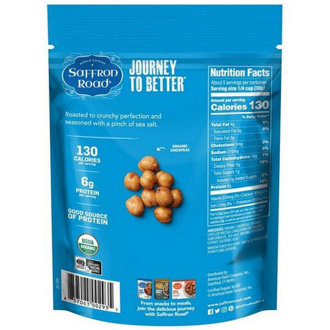 Saffron Road, Crunchy Chickpeas Sea Salt, 5.4 Oz(Case Of 6) Saffron Road