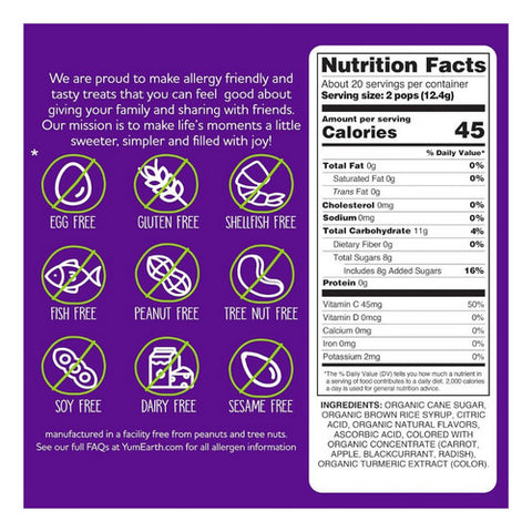 YumEarth, Lolli Pop Fruit Halloween, 8.7 Oz(Case Of 18)